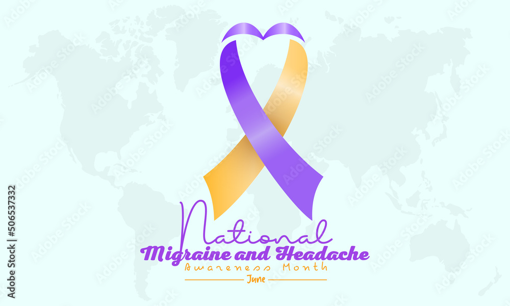 Obraz premium National Migraine and Headache Awareness Month in every June. Annual health awareness concept for banner, poster, card and background design.
