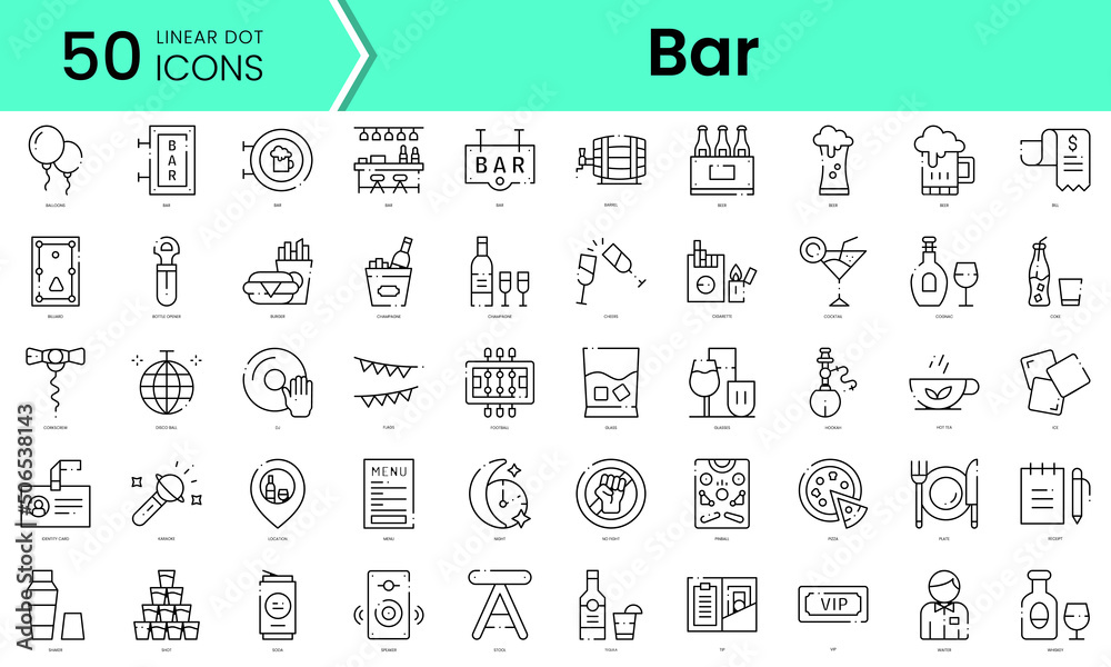 Set of bar icons. Line art style icons bundle. vector illustration