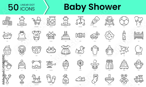 Set of baby shower icons. Line art style icons bundle. vector illustration