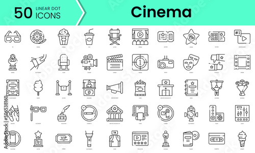 Set of cinema icons. Line art style icons bundle. vector illustration