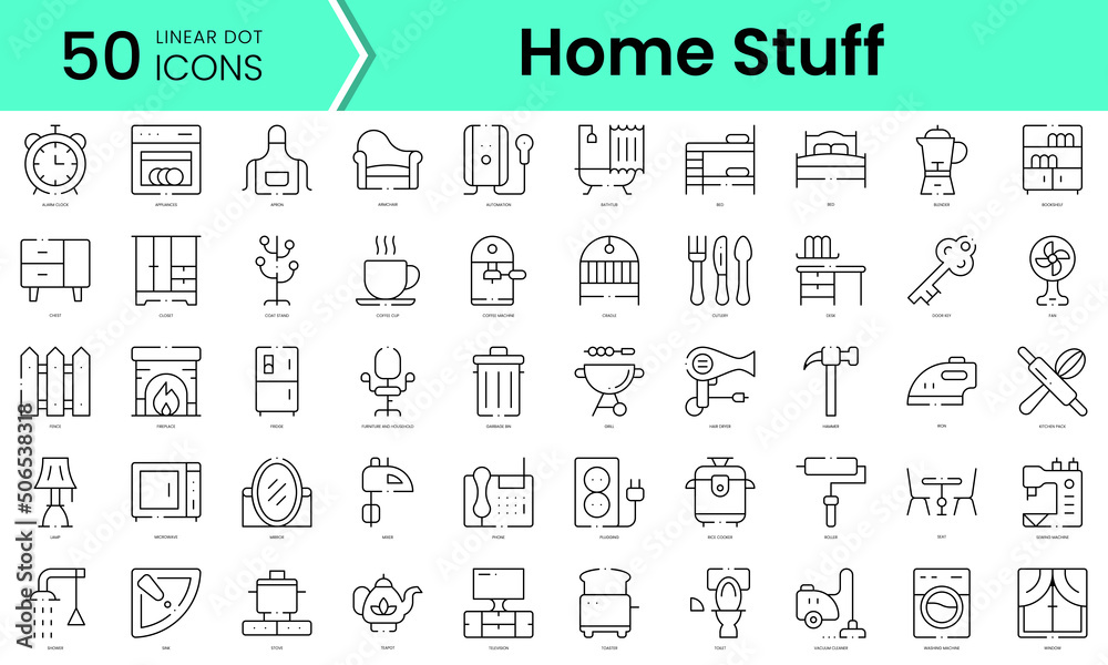 Set of home stuff icons. Line art style icons bundle. vector illustration