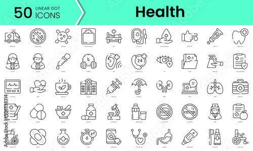 Set of health icons. Line art style icons bundle. vector illustration