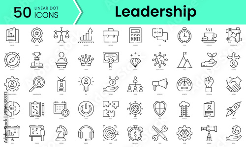 Set of leadership icons. Line art style icons bundle. vector illustration