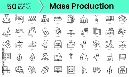 Set of mass production icons. Line art style icons bundle. vector illustration photo