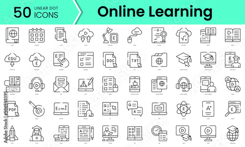 Set of online learning icons. Line art style icons bundle. vector illustration