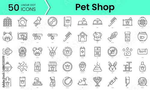 Set of pets icons. Line art style icons bundle. vector illustration