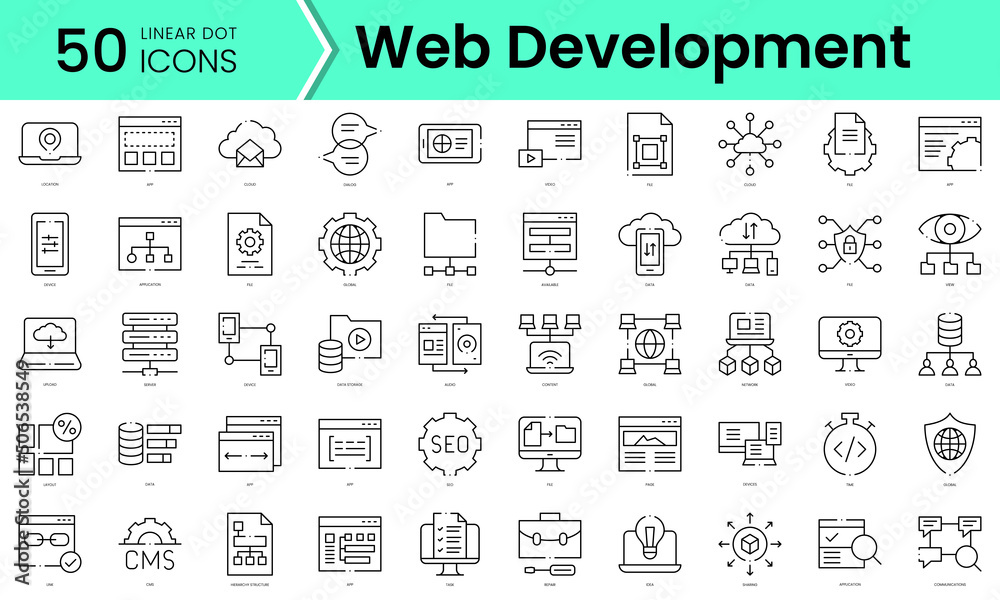Set of web development icons. Line art style icons bundle. vector illustration