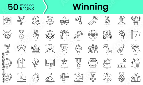 Set of winning icons. Line art style icons bundle. vector illustration