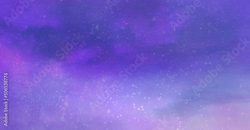 紫色の星空の風景イラスト　ファンタジー　幻想的