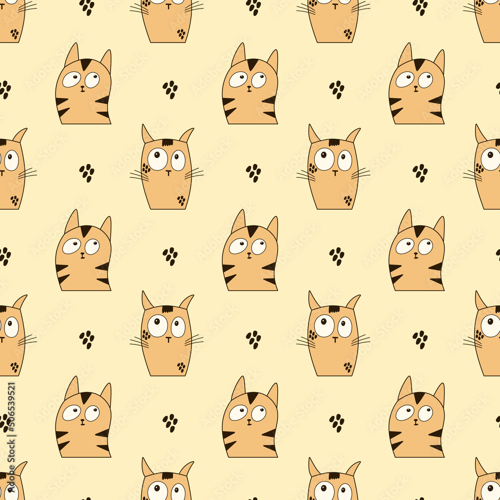 Cute cats seamless pattern. Vector background with sweet kitten faces. Design for textile,paper goods,wrapping paper.
Cute cats seamless pattern. Vector background with sweet kitten faces. Design for textile,paper goods,wrapping paper.