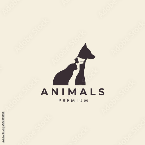 pet shop  dog and cat logo vector icon symbol illustration design