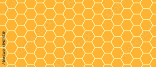 Golden honeyed comb grid texture and geometric hive hexagonal honeycombs. Gold honey hexagonal cells seamless texture. Honeycombs bright background. Vector illustration