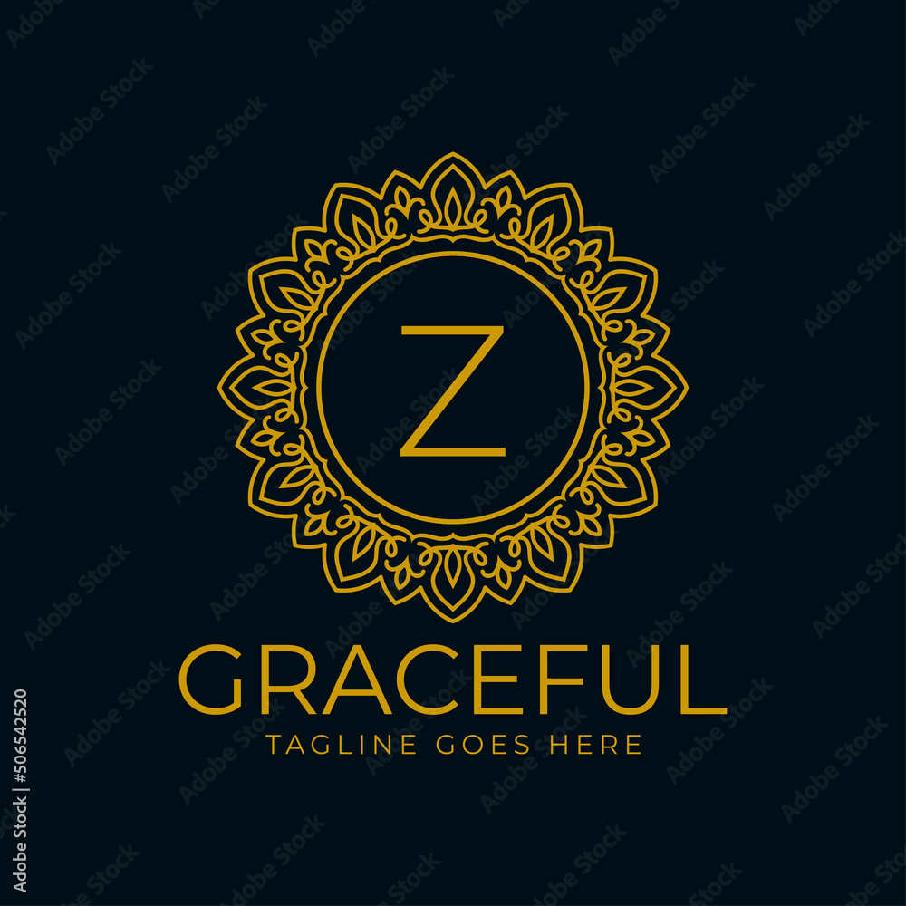 letter Z flower graceful circle decoration monogram vector logo design letter Z flower graceful circle decoration monogram vector logo design