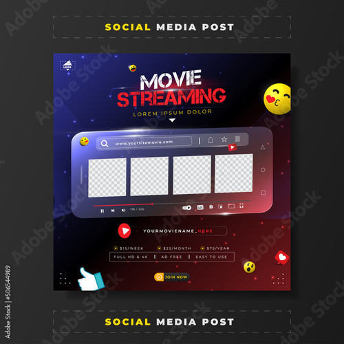 Movie streaming promotion sale for social media post