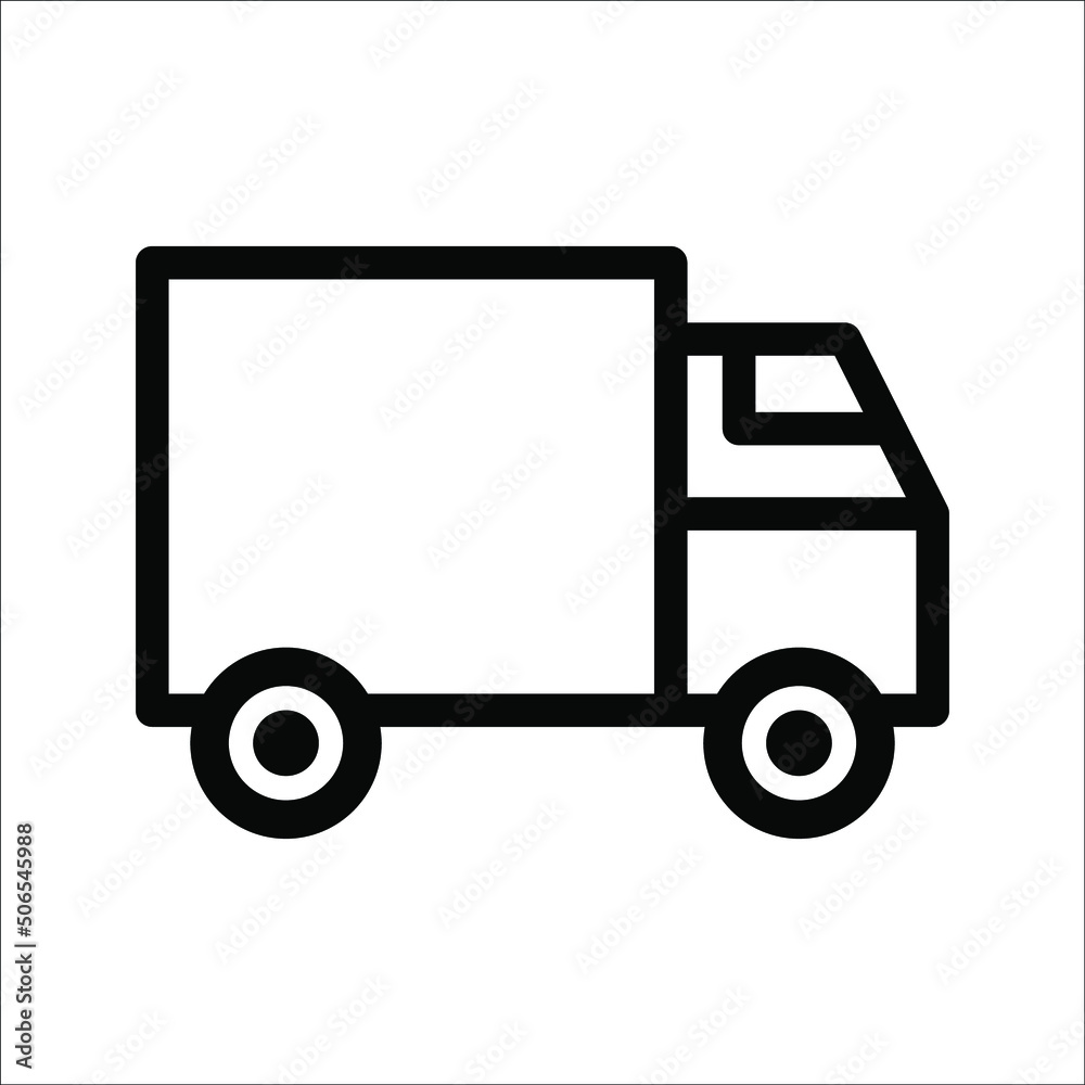 Simple truck silhouette, delivery icon, on white background, eps 10. Simple truck silhouette, delivery icon, on white background, eps 10.