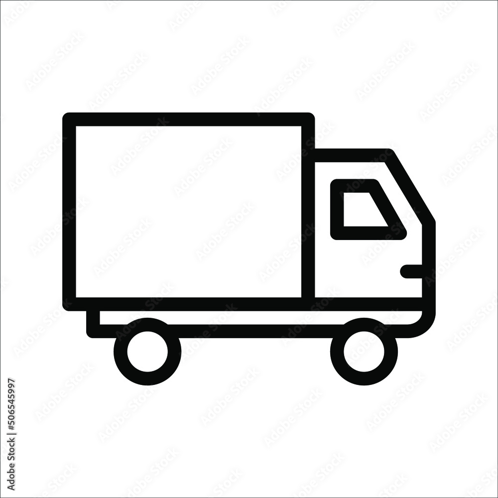 Simple truck silhouette, delivery icon, on white background, eps 10. Simple truck silhouette, delivery icon, on white background, eps 10.