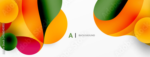 Geometric round shapes and circles abstract background. Wallpaper for concept of AI technology, blockchain, communication, 5G, science, business