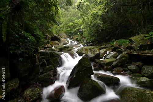 Natural Qingshan Falls trail with boulder scramble around the Shimen area at Taipei  Taiwan