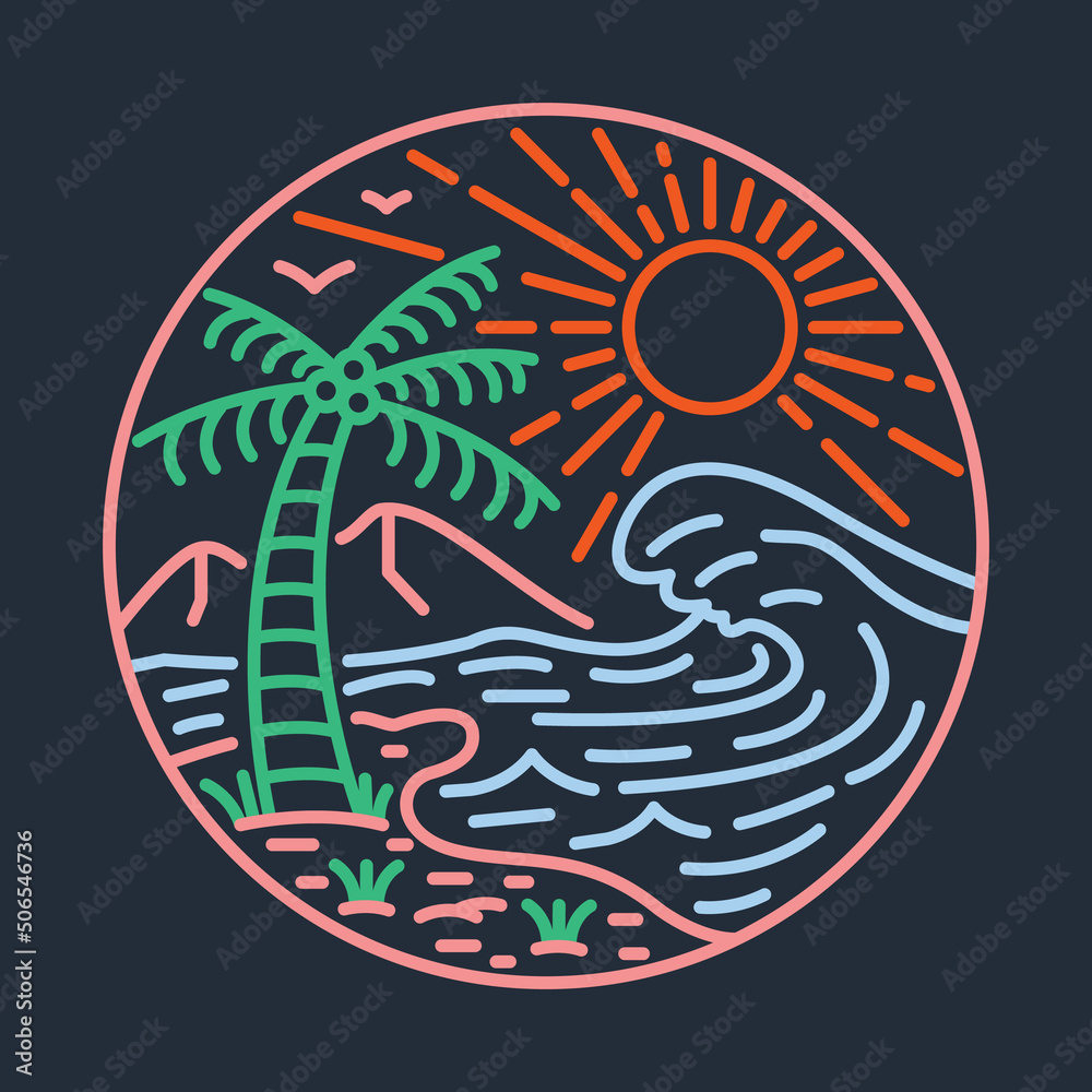 Good wave and beauty beach in summer illustration vector art t-shirt design