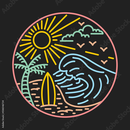 Good wave and beauty beach in summer illustration vector art t-shirt design