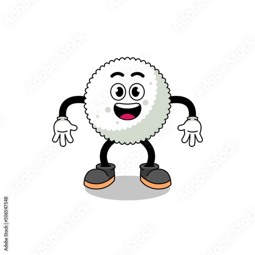 rice ball cartoon with surprised gesture