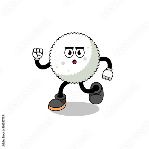 running rice ball mascot illustration photo