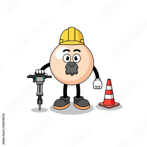 Character cartoon of pearl working on road construction