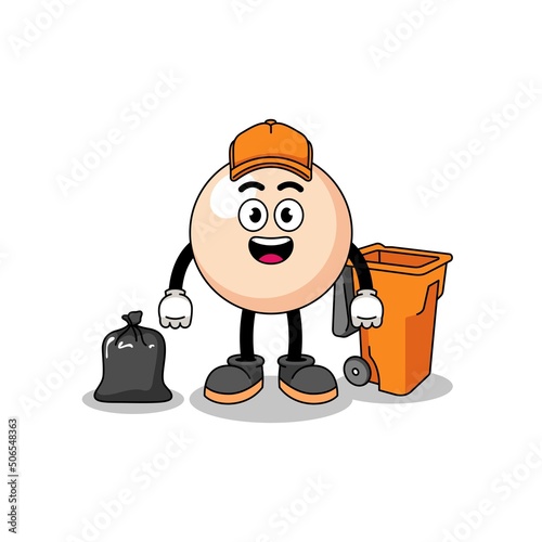 Illustration of pearl cartoon as a garbage collector