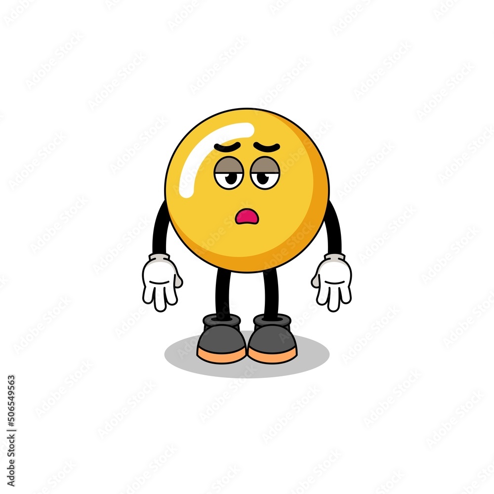 egg yolk cartoon with fatigue gesture egg yolk cartoon with fatigue gesture