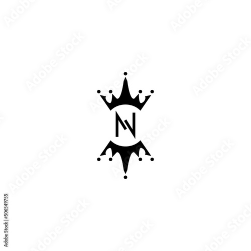 letter N logo template king crown illustration vector design