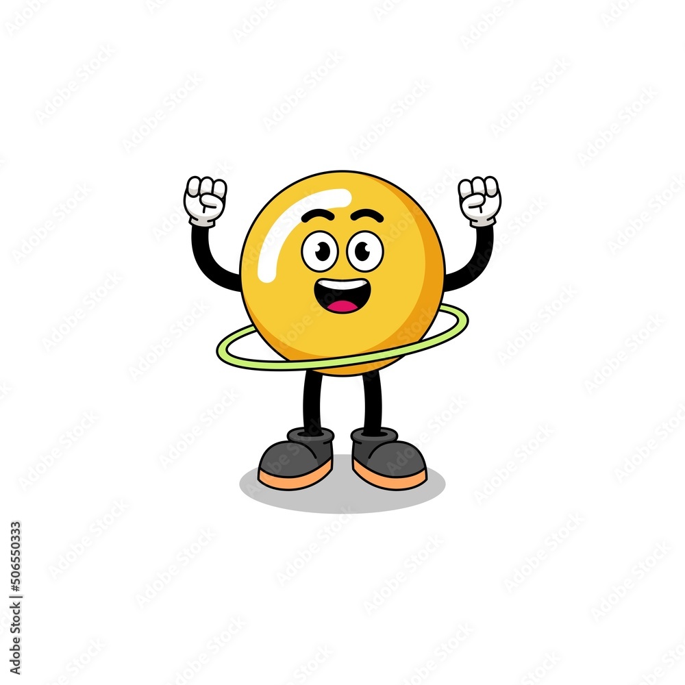 Character Illustration of egg yolk playing hula hoop Character Illustration of egg yolk playing hula hoop
