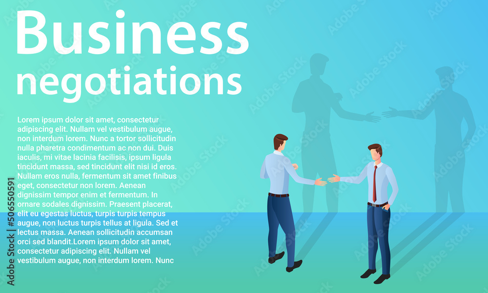 Business negotiations .People communicate and make a deal .Poster in business style.Flat vector illustration. Business negotiations .People communicate and make a deal .Poster in business style.Flat vector illustration.