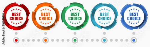 Best choice, business concept vector icon set, modern design abstract web buttons in 5 color options, infographic template