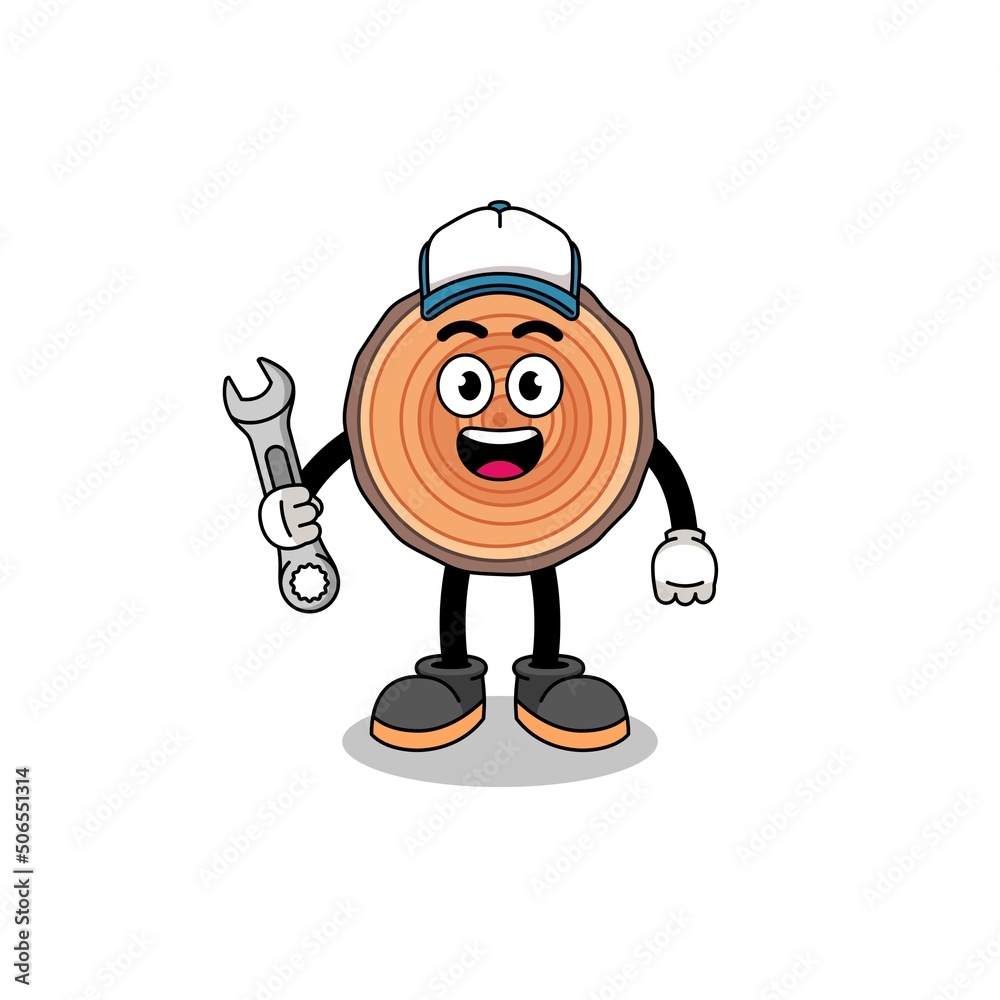 wood trunk illustration cartoon as a mechanic wood trunk illustration cartoon as a mechanic