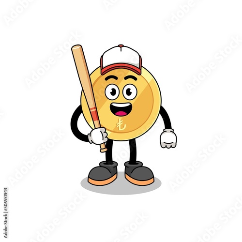 turkish lira mascot cartoon as a baseball player