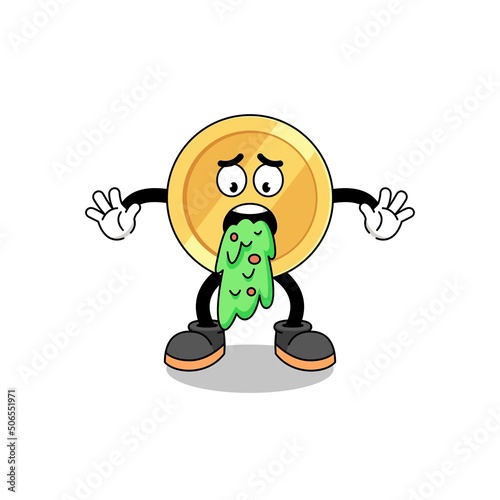 turkish lira mascot cartoon vomiting