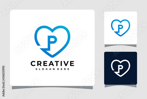 Letter P Heart Logo Template Design Inspiration