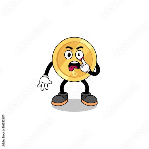Character Illustration of turkish lira with tongue sticking out