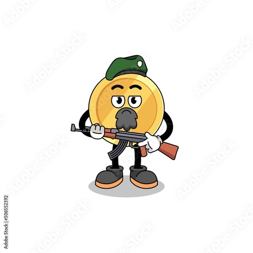 Character cartoon of turkish lira as a special force