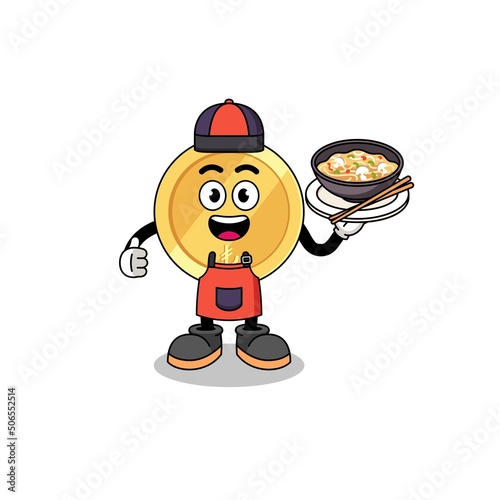 Illustration of turkish lira as an asian chef