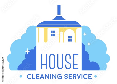 House cleaning service, cleanup and tidiness logo