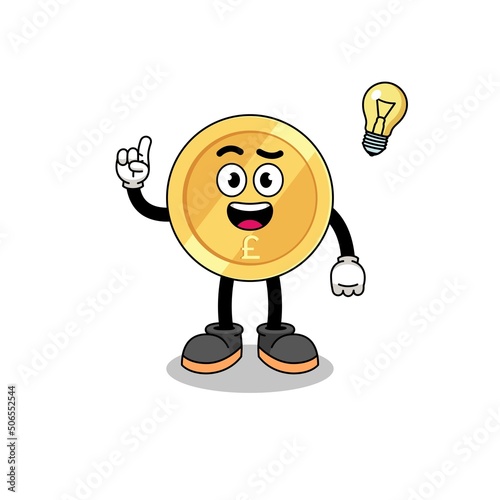 pound sterling cartoon with get an idea pose