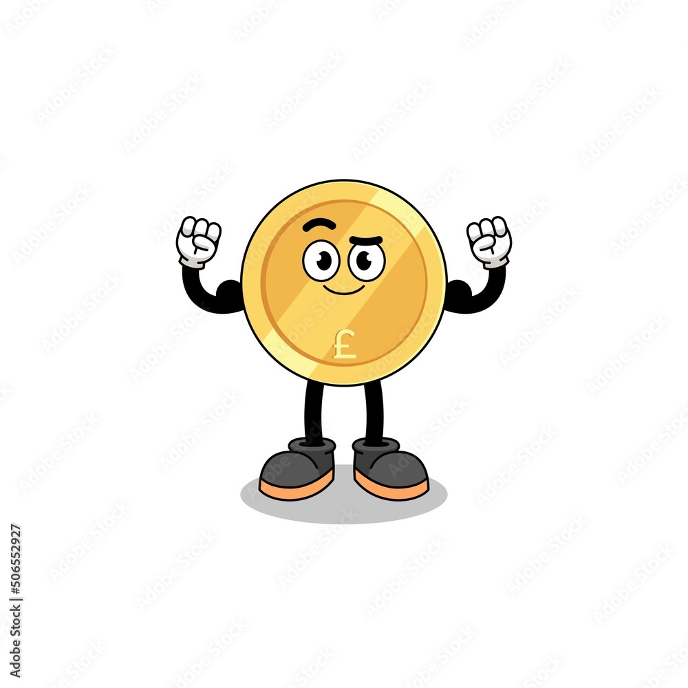 Mascot cartoon of pound sterling posing with muscle Mascot cartoon of pound sterling posing with muscle