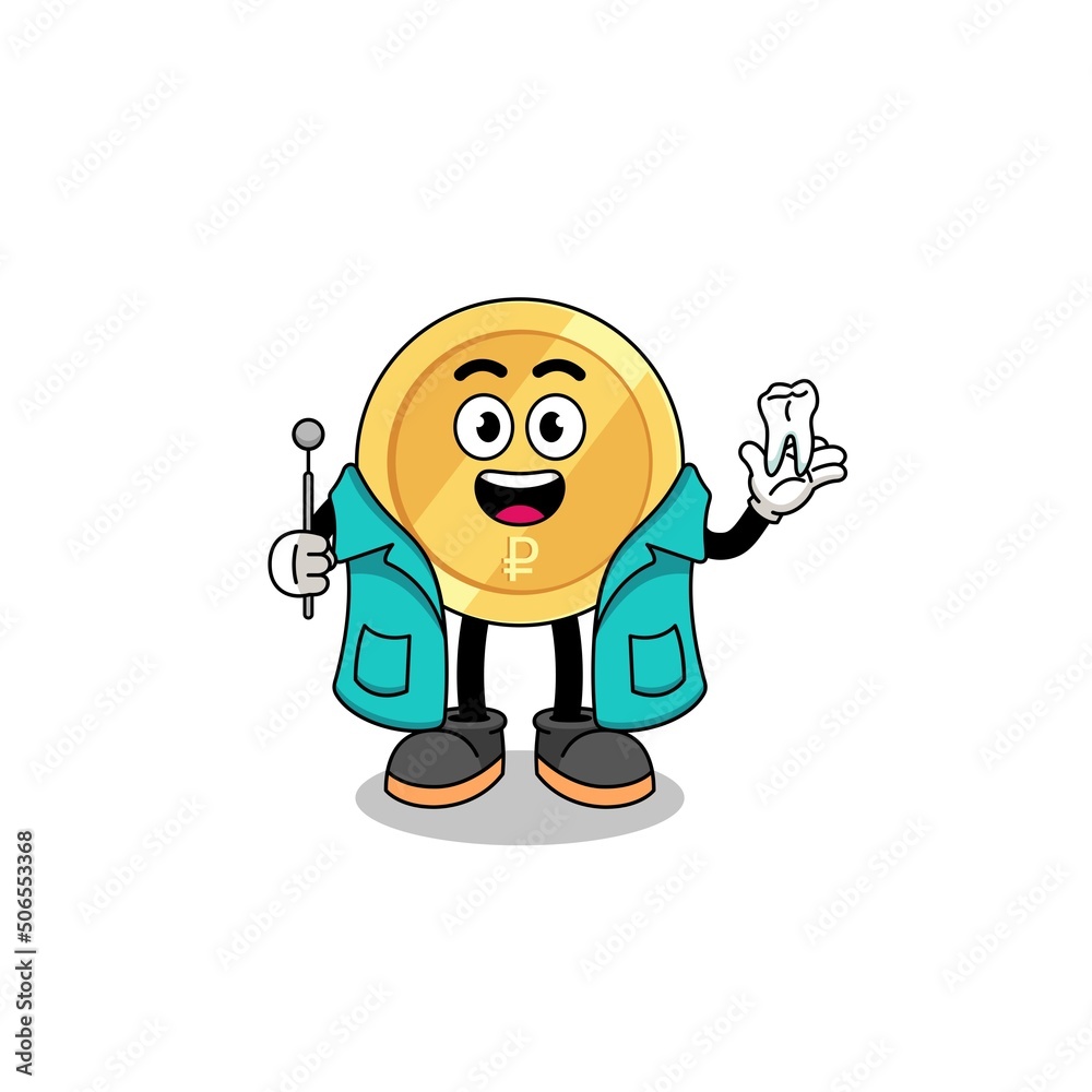 Illustration of russian ruble mascot as a dentist Illustration of russian ruble mascot as a dentist