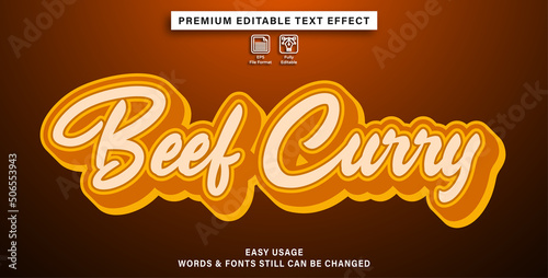 editable text effect beef curry