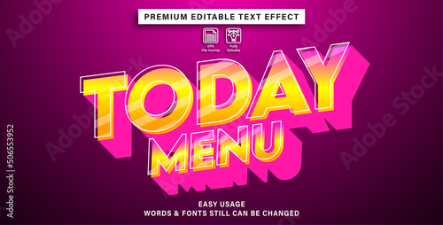 Fototapeta today menu editable text effect, text graphic style, font effect.