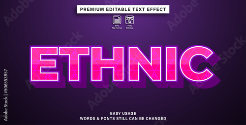 ethnic editable text effect, text graphic style, font effect.