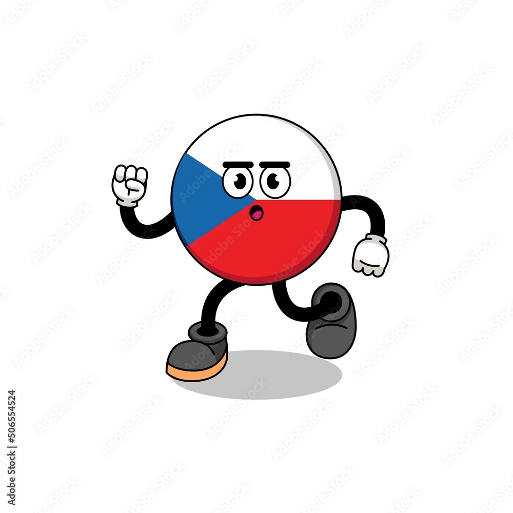 running czech republic mascot illustration