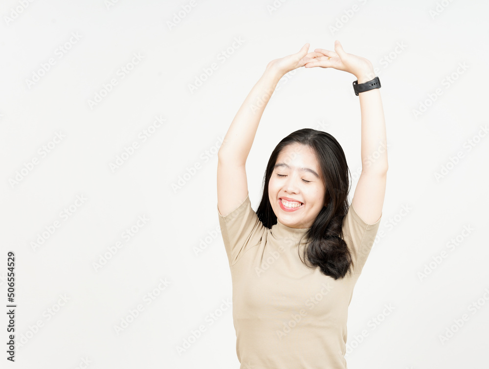 Wake Up Stretch Of Beautiful Asian Woman Isolated On White Background Wake Up Stretch Of Beautiful Asian Woman Isolated On White Background
