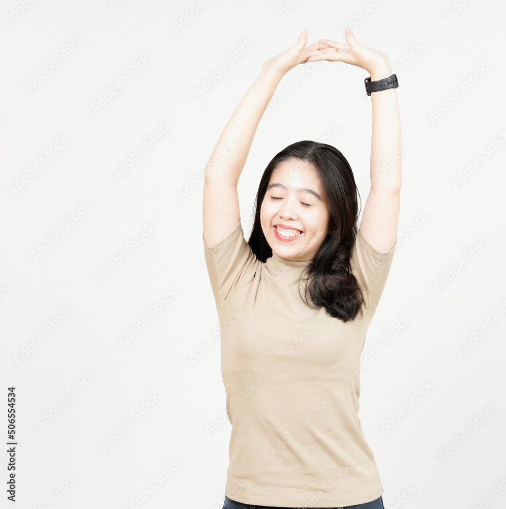 Wake Up Stretch Of Beautiful Asian Woman Isolated On White Background Wake Up Stretch Of Beautiful Asian Woman Isolated On White Background